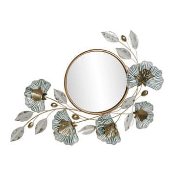 BigBuy Stensko ogledalo DKD Home Decor 101 x 7 x 69 cm Kristalno zlata kovina Zeleni list rastline