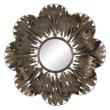 BigBuy Stensko ogledalo 69 x 6,5 x 69 cm Kristalno zlato kovinsko