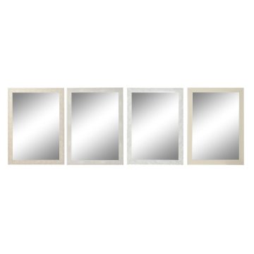 BigBuy Stensko ogledalo DKD Home Decor 70 x 2 x 97 cm Kristalna slonova kost polistiren (4 enote)
