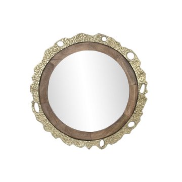 BigBuy Stensko ogledalo DKD Home Decor 78,5 x 2,5 x 78,5 cm Zlato rjava Aluminij Mango les