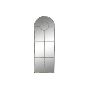 BigBuy Stensko ogledalo DKD Home Decor 42 x 2,5 x 122 cm Siva kovina Bela Vintage okno