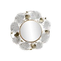 BigBuy Stensko ogledalo DKD Home Decor 93 x 7 x 93 cm Kristalno zlato kovinsko belo List rastline