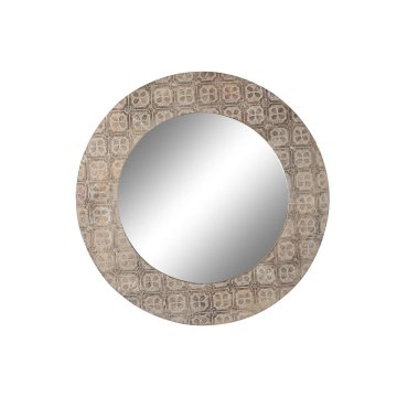 BigBuy Stensko ogledalo DKD Home Decor 76 x 4 x 76 cm Kristalno rjava bela Mandala Mango les Indijanec MDF les Odstranjeno