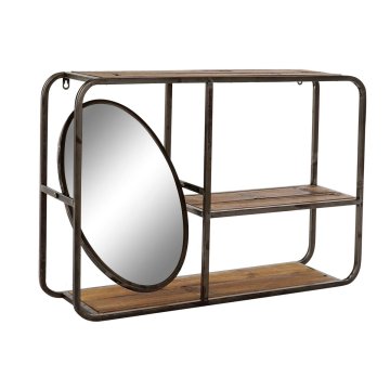 DKD Home Decor Police DKD Home Decor Črna Temno rjava Les Kovinsko ogledalo 73 x 19 x 50 cm