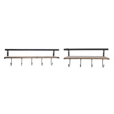 DKD Home Decor Shelve DKD Home Decor Stenski obešalnik MDF Wood 61 x 14 x 19,5 cm Kovina