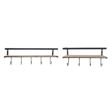DKD Home Decor Shelve DKD Home Decor Stenski obešalnik MDF Wood 61 x 14 x 19,5 cm Kovina
