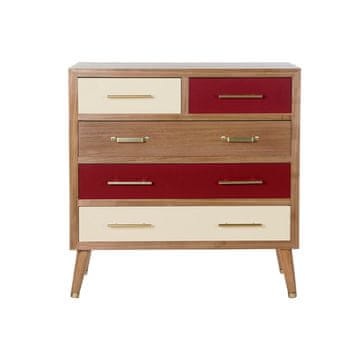 DKD Home Decor Komoda DKD Home Decor Natural Metal Cream Maroon Paolownia wood (80 x 34 x 84 cm)