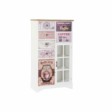 DKD Home Decor Komoda DKD Home Decor Bela Večbarvna Naravni les Kristal MDF Les Vintage 79,5 x 35 x 136 cm