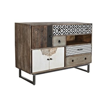 DKD Home Decor Komoda DKD Home Decor Bela siva Naravna temno rjava Kovina Mango les Kolonialna 115 x 40 x 80 cm
