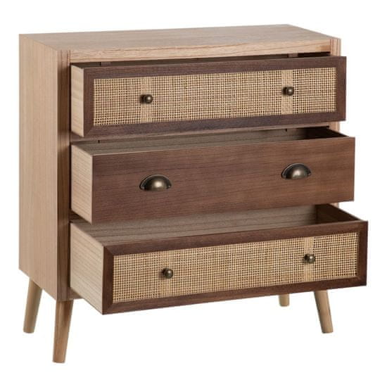 BigBuy Komoda SASHA 75 x 30 x 75 cm Naravni les Krem ratan
