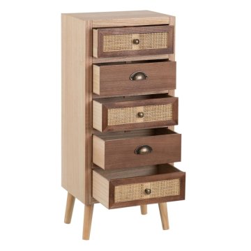 BigBuy Komoda SASHA 40 x 30 x 91,5 cm Naravni les Krem ratan