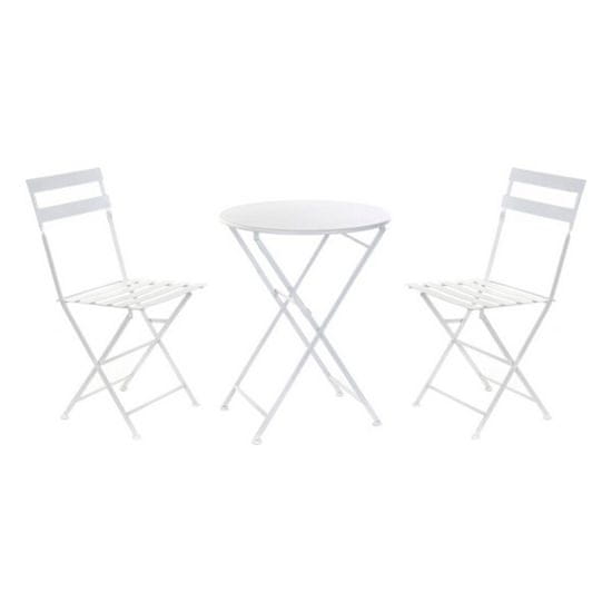 DKD Home Decor Garnitura mize z 2 stoloma DKD Home Decor Bela 80 cm 60 x 60 x 70 cm (3 kosi)