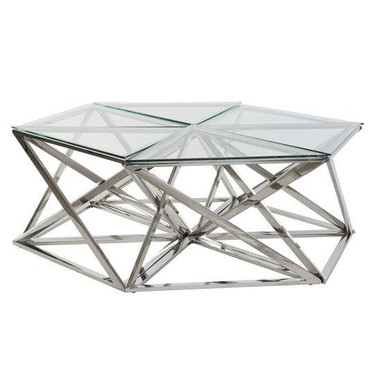 DKD Home Decor Sredinska miza DKD Home Decor Silver Crystal Steel Plastic 137,5 x 120,5 x 46 cm