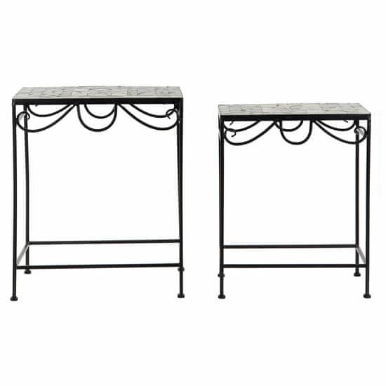 DKD Home Decor Komplet 2 miz DKD Home Decor Črna keramika Ironwork 48 x 30 x 58 cm (2 enoti)