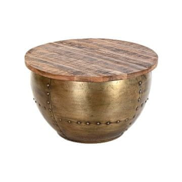 DKD Home Decor Sredinska mizica DKD Home Decor Glamour Brown Golden Metal Mango wood 68 x 68 x 44 cm