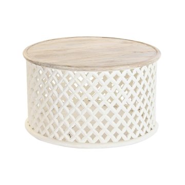 DKD Home Decor Sredinska mizica DKD Home Decor Bela Naravni aluminij Mango les 81 x 81 x 45 cm
