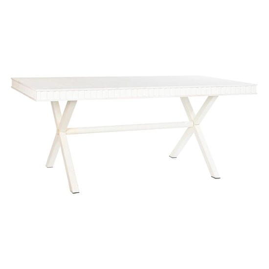 DKD Home Decor Jedilna miza DKD Home Decor Bela kovina Mango les 180 x 90 x 76 cm