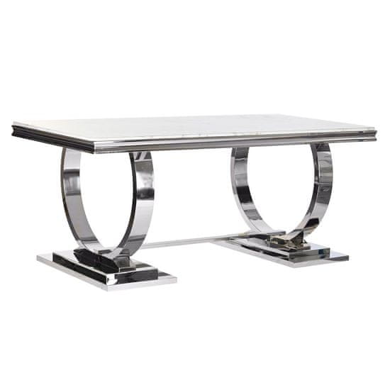 DKD Home Decor Jedilna miza DKD Home Decor Silver White Steel Marble (180 x 90 x 75 cm)