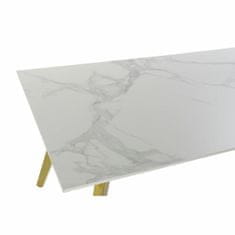 DKD Home Decor Jedilna miza DKD Home Decor Keramika Zlata Kovina Bela 160 x 90 x 76 cm