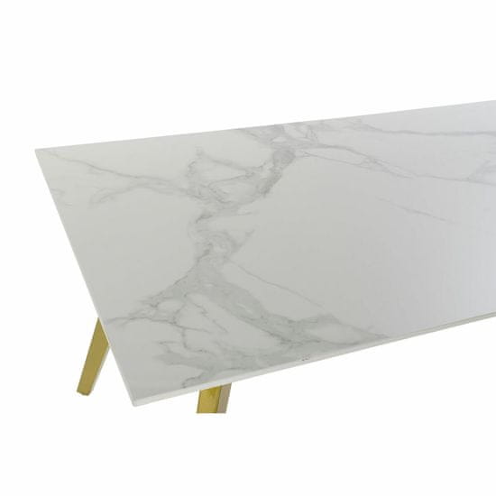 DKD Home Decor Jedilna miza DKD Home Decor Keramika Zlata Kovina Bela 160 x 90 x 76 cm