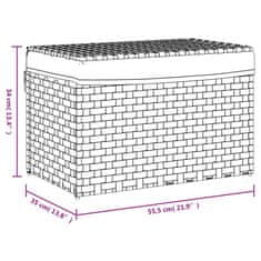 Greatstore Košara za perilo s pokrovom siva 55,5x35x34 cm poli ratan