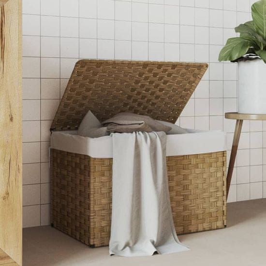 Vidaxl Košara za perilo s pokrovom 55,5x35x34 cm poli ratan