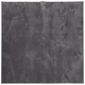 Vidaxl Preproga s kratkimi vlakni mehka pralna antracitna 120x120 cm