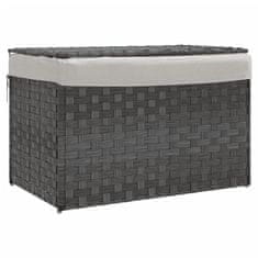 Vidaxl Košara za perilo s pokrovom siva 55,5x35x34 cm poli ratan