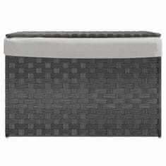 Vidaxl Košara za perilo s pokrovom siva 55,5x35x34 cm poli ratan