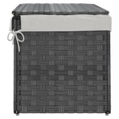 Vidaxl Košara za perilo s pokrovom siva 55,5x35x34 cm poli ratan