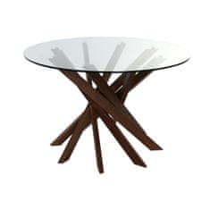 BigBuy Jedilna miza DKD Home Decor Crystal Brown Transparent Walnut 120 x 120 x 76 cm