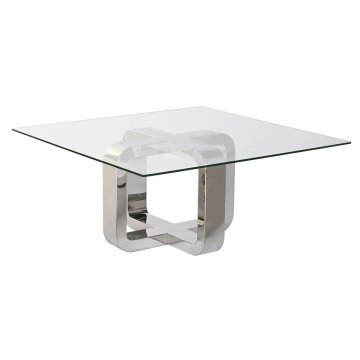 BigBuy Sredinska miza DKD Home Decor Srebrno jeklo Aluminij Kaljeno steklo 100 x 100 x 45 cm