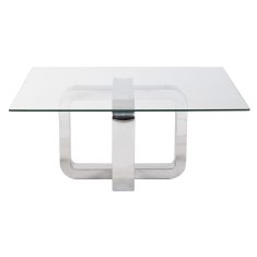 BigBuy Sredinska miza DKD Home Decor Srebrno jeklo Aluminij Kaljeno steklo 100 x 100 x 45 cm