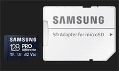 Samsung Spominska kartica 128GB PRO Ultimate CL10 Micro SDXC Grade 3 (no/z: do 200/130MBs) + adapter SD