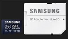 Samsung Spominska kartica 256GB PRO Ultimate CL10 Micro SDXC Grade 3 (no/z: do 200/130MBs) + adapter SD