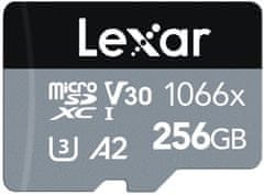 Lexar Lexarjeva pomnilniška kartica microSDXC UHS-I, 256 GB, visoka zmogljivost 1066x, branje/pisanje: 160/120 MB/s, C10 A2 V30 U3