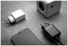 FIXED Komplet polnilnika z izhodom 2xUSB in kablom USB/USB-C, 1 meter, 17W Smart Rapid Charge, bel
