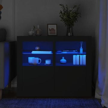 Vidaxl vidaXL LED omarice, 2 kosa, črne, material na osnovi lesa