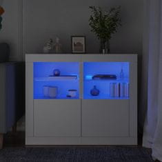 Vidaxl Stranska omarica z LED lučkami 2 kosa bel inženirski les