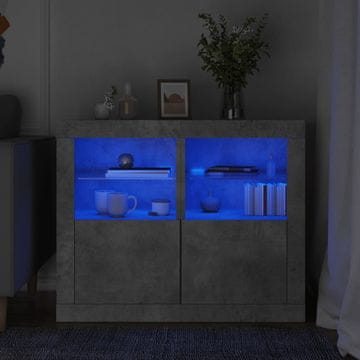 Vidaxl vidaXL LED omarice, 2 kosa, betonsko siva, material na osnovi lesa