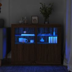 shumee Stranska omarice z LED lučkami 2kosa rjavi hrast inženirski les