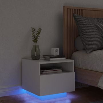 Vidaxl vidaXL Nočna omarica z LED lučko, bela, 40x39x37 cm