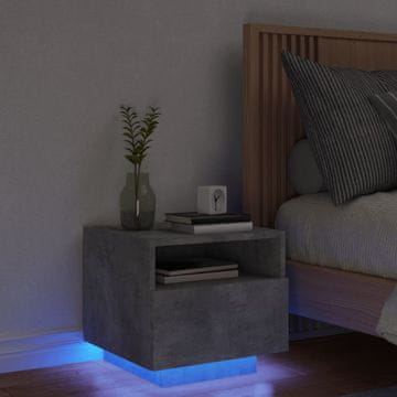 Vidaxl vidaXL Nočna omarica z LED osvetlitvijo betonsko siva 40x39x37 cm