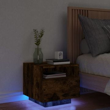 Vidaxl vidaXL Nočna omarica z LED lučko dimljen hrast 40x39x37 cm