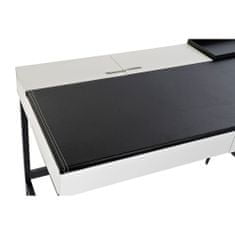 slomart miza dkd home decor črna kovina mdf bela pu (110 x 55 x 76 cm)