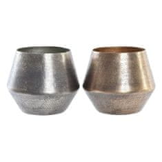 DKD Home Decor Lonček DKD Home Decor Golden Silver Aluminium Loft Worn Aged finish 20 x 20 x 17 cm (2 enoti)