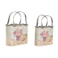 slomart set lončkov dkd home decor 29 x 13 x 38,5 cm roza kovina flori shabby chic