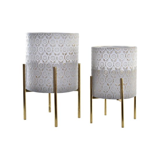 DKD Home Decor Komplet loncev DKD Home Decor Grey Golden Metal White Bicoloured Iron Arab (35 x 35 x 53 cm)