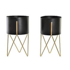 DKD Home Decor Komplet loncev DKD Home Decor Black Golden Metal Modern (20 x 20 x 32 cm)