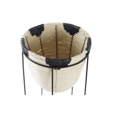 DKD Home Decor Lonček DKD Home Decor Natural Black Metal Colonial Fibre (30 x 30 x 62 cm)